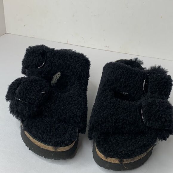 Birkenstock Arizona big buckle black shearling Papilio sandals NWT - Picture 8 of 11